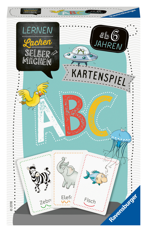 Ravensburger 80347 - Lernen Lachen Selbermachen: ABC, Kinderspiel ab 5 Jahren, Lernspiel für 1-4 Spieler, Kartenspiel, Buchstaben - Eva Odersky, Hannah Diehl