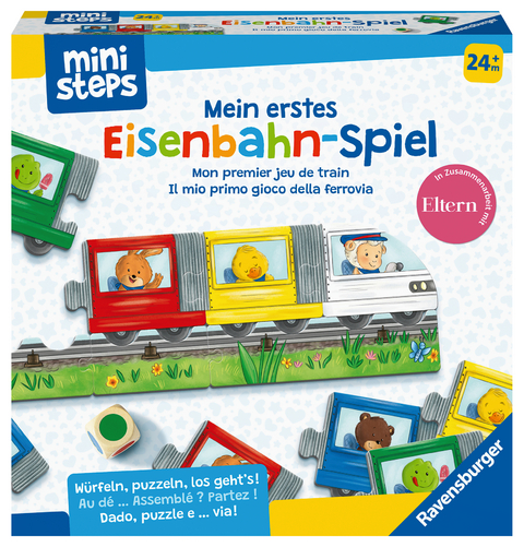 Ravensburger ministeps 4187 Mein erstes Eisenbahn-Spiel, Erstes Würfel- und Puzzlespiel zum Farbenlernen, Spielzeug ab 2 Jahre