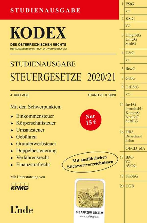 KODEX Studienausgabe Steuergesetze 2020/21 - Andrei Bodis