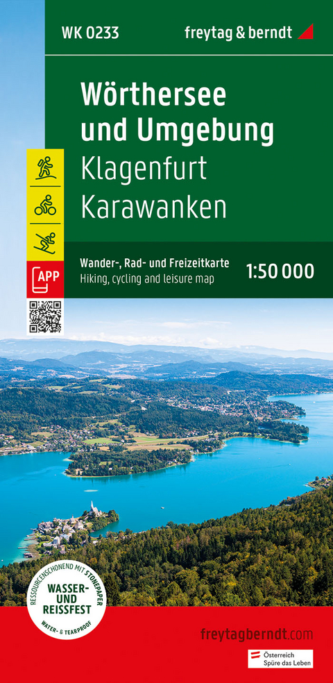 Wörthersee und Umgebung, Wander-, Rad- und Freizeitkarte 1:50.000, freytag & berndt, WK 0233