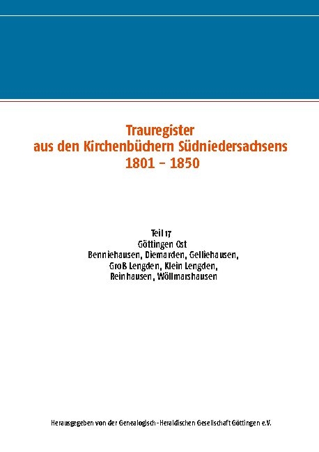 Trauregister aus Kirchenbüchern Südniedersachsens 1801 - 1850 - 