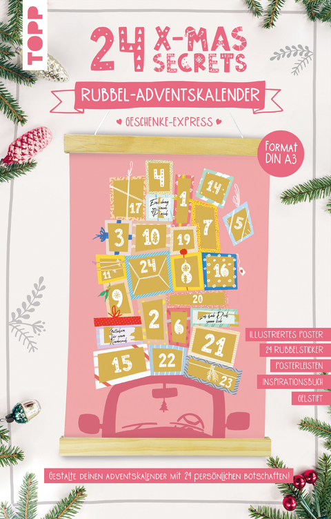 24 X-MAS SECRETS - Rubbel-Adventskalender - Geschenke-Express -  Frechverlag