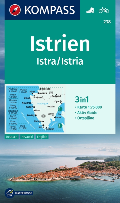 KOMPASS Wanderkarte 238 Istrien, Istra, Istria 1:75.000