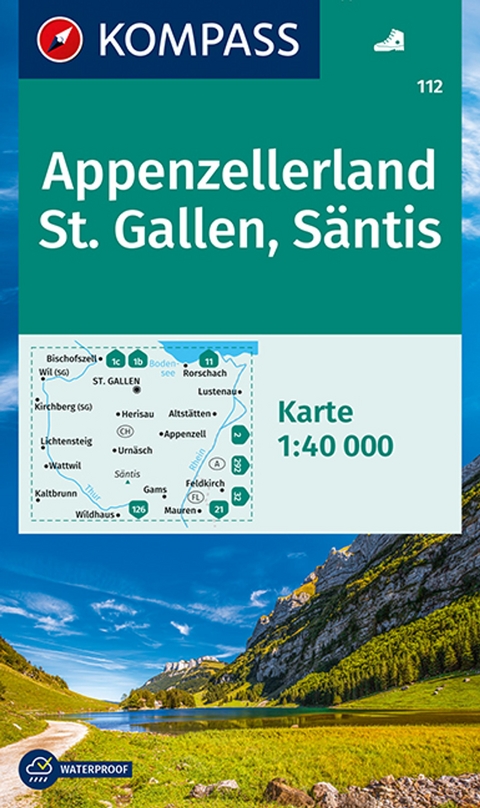 KOMPASS Wanderkarte 112 Appenzellerland, St. Gallen, Säntis 1:40.000