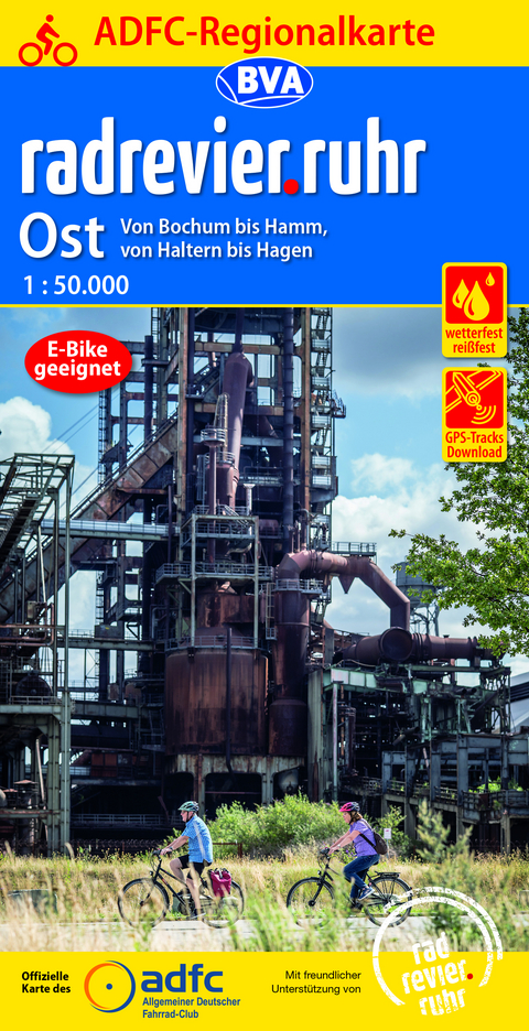 ADFC-Regionalkarte radrevier.ruhr Ost, 1:50.000, mit Tagestourenvorschlägen, reiß- und wetterfest, E-Bike-geeignet, GPS-Tracks Download