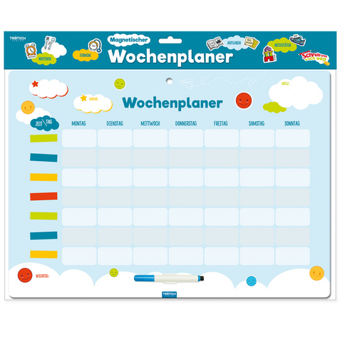 Trötsch Magnetischer Wochenplaner Magnettafel mit Stift und Magneten - 