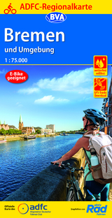 ADFC-Regionalkarte Bremen und Umgebung, 1:75.000, mit Tagestourenvorschlägen, reiß- und wetterfest, E-Bike-geeignet, GPS-Tracks Download - 