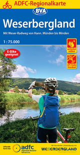 ADFC-Regionalkarte Weserbergland, 1:75.000, mit Tagestourenvorschlägen, reiß- und wetterfest, E-Bike-geeignet, GPS-Tracks Download - 