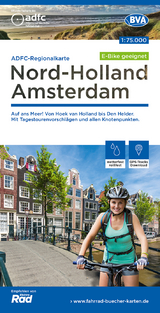 ADFC-Regionalkarte Nord-Holland Amsterdam, 1:75.000, mit Tagestourenvorschläge, reiß- und wetterfest, E-Bike-geeignet, mit Knotenpunkten, GPS-Tracks Download