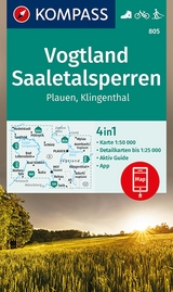 KOMPASS Wanderkarte 805 Vogtland, Saaletalsperren, Plauen, Klingenthal 1:50.000