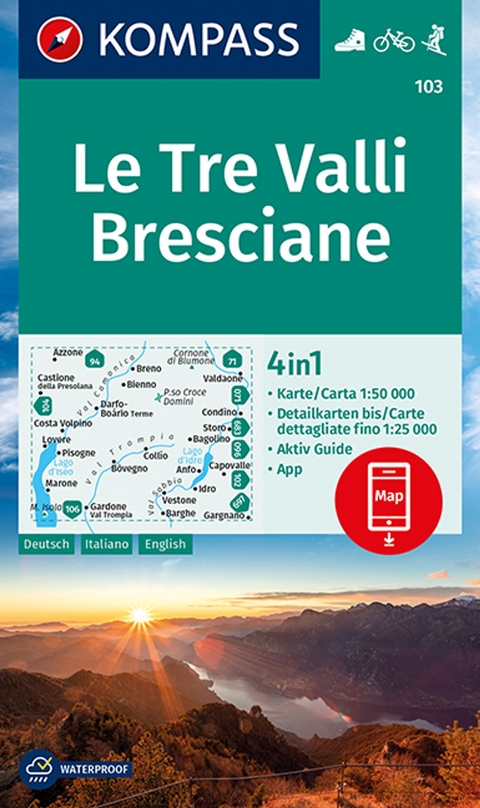 KOMPASS Wanderkarte 103 Le Tre Valli Bresciane 1:50.000