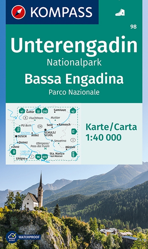 KOMPASS Wanderkarte 98 Unterengadin, Bassa Engadina, Nationalpark, Parco Nazionale 1:40.000