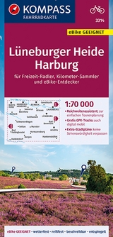 KOMPASS Fahrradkarte 3314 Lüneburger Heide, Harburg 1:70.000