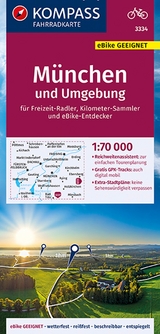 KOMPASS Fahrradkarte 3334 München und Umgebung 1:70.000 - 