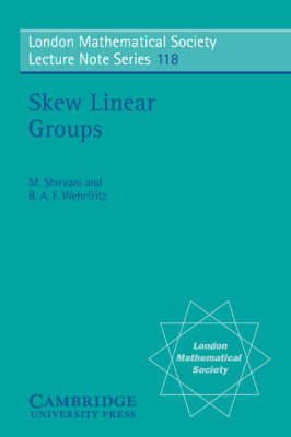 Skew Linear Groups -  M. Shirvani,  B. A. F. Wehrfritz