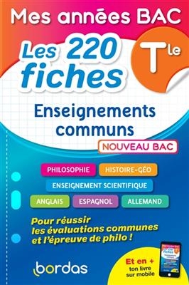 Enseignements communs terminale : les 220 fiches : nouveau bac