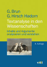 Textanalyse in den Wissenschaften - Brun, Georg; Hirsch Hadorn, Gertrude