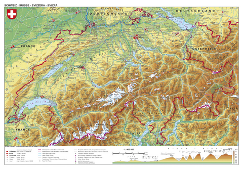 Schweiz physisch Papierposter - Heinrich Stiefel