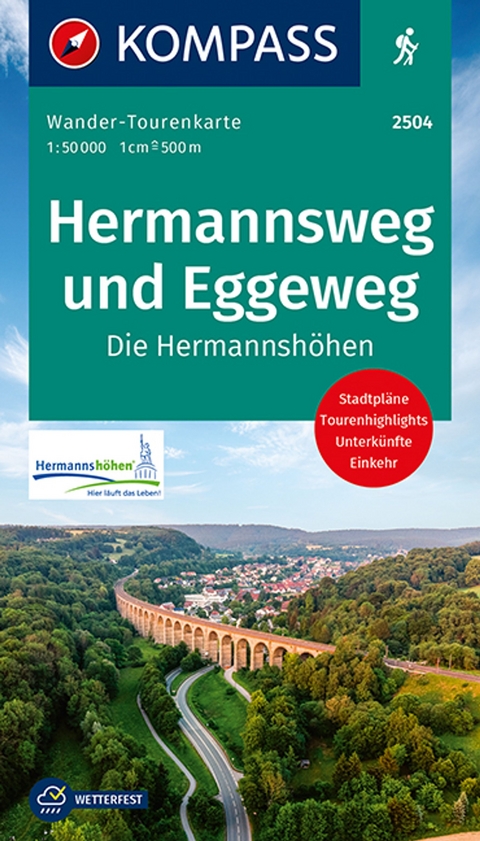 KOMPASS Wander-Tourenkarte Hermannsweg und Eggeweg, Die Hermannshöhen 1:50.000