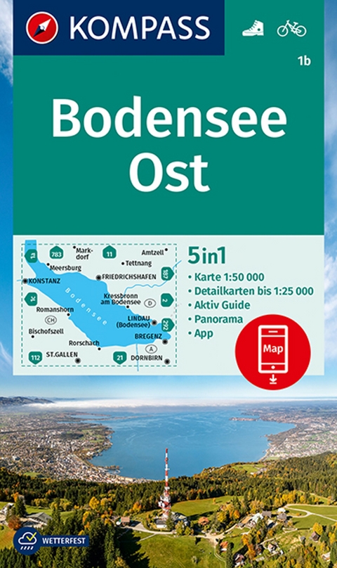 KOMPASS Wanderkarte 1b Bodensee Ost 1:50.000