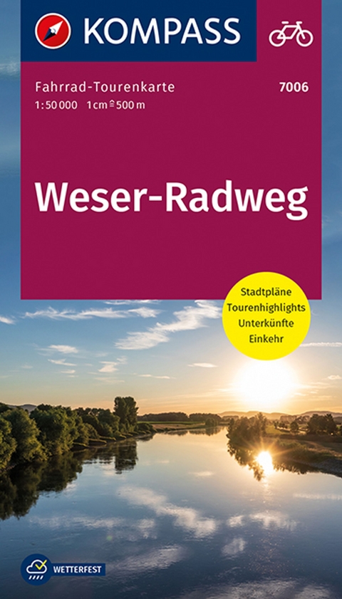 KOMPASS Fahrrad-Tourenkarte Weserradweg, 1:50000