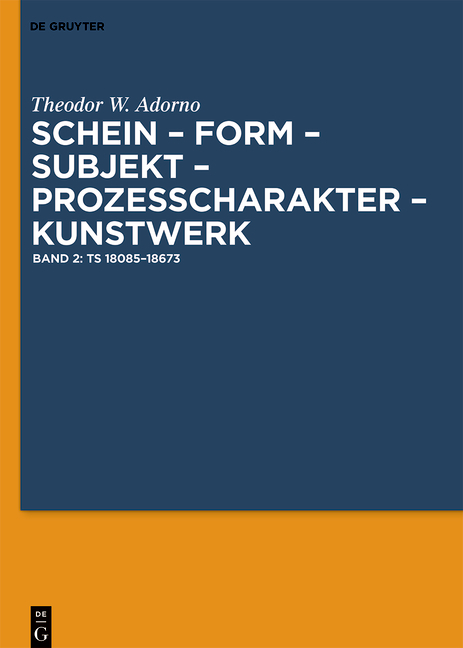 Theodor W. Adorno: Schein – Form – Subjekt – Prozeßcharakter – Kunstwerk / Ts 18085–18673 - Theodor W. Adorno