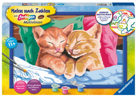 Ravensburger CreArt 28986 - Verschmuste Kätzchen - Malen nach Zahlen Katze für Kinder ab 11 Jahren