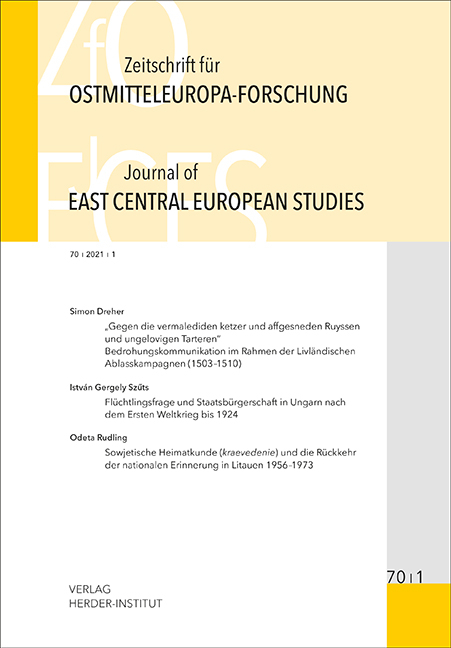 Zeitschrift für Ostmitteleuropa-Forschung (ZfO) 70/1 / Journal of East Central European Studies (JECES) - 