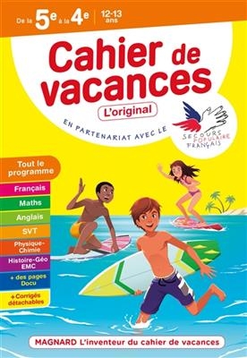 Cahier de vacances de la 5e à la 4e, 12-13 ans : tout le programme -  2021