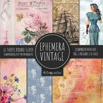 Ephemera Vintage Scrapbook Paper Pad 8x8 Scrapbooking Kit for Papercrafts, Cardmaking, DIY Crafts, Old Retro Theme, Decoupage Designs -  Crafty As Ever