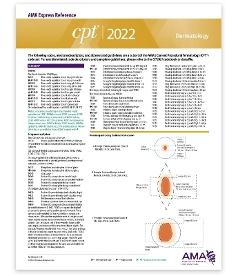 CPT Express Reference Coding Card 2022: Dermatology -  American Medical Association