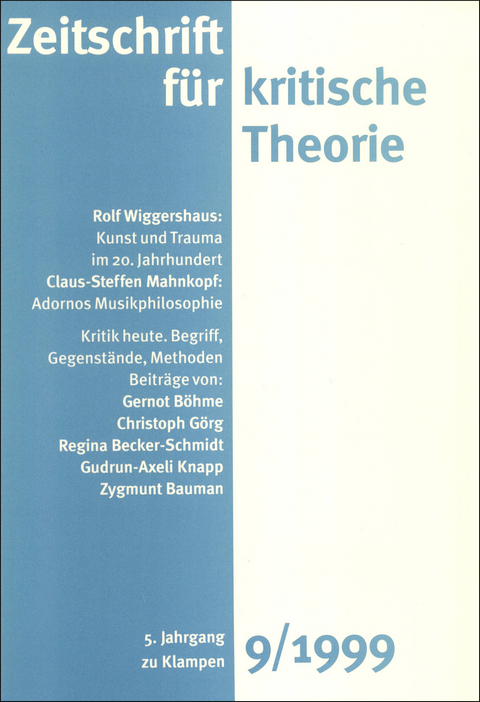 Zeitschrift für kritische Theorie / Zeitschrift für kritische Theorie, Heft 9 - 