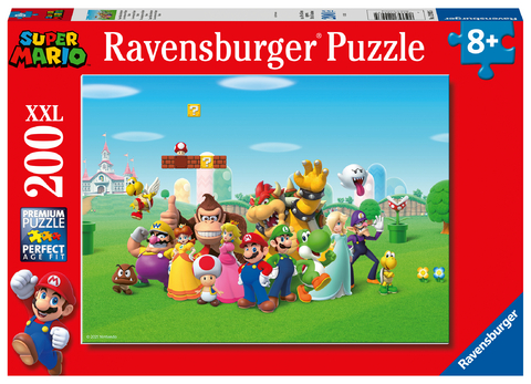 Ravensburger Kinderpuzzle - 12993 Super Mario Abenteuer - Puzzle für Kinder ab 8 Jahren, mit 200 Teilen im XXL-Format