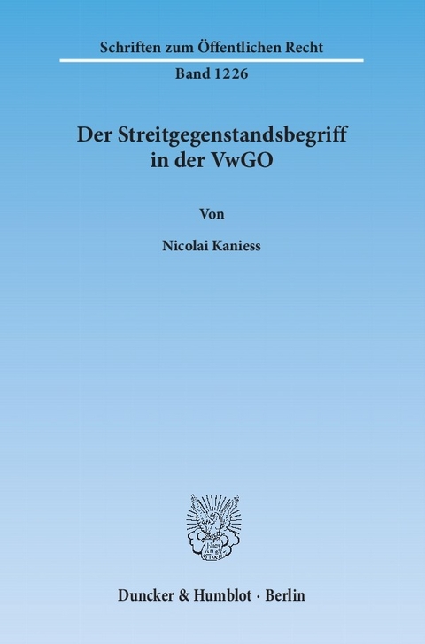 Der Streitgegenstandsbegriff in der VwGO. -  Nicolai Kaniess