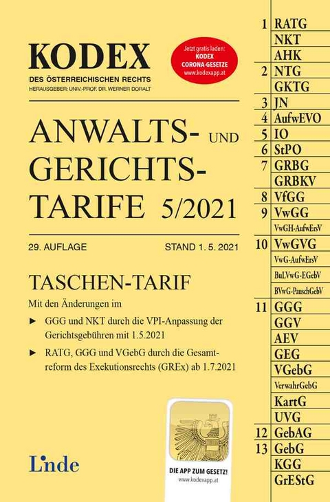 KODEX Anwalts- und Gerichtstarife 5/2021 - Dietmar Dokalik