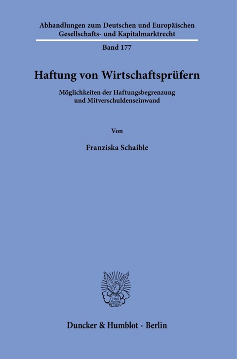 Haftung von Wirtschaftsprüfern. - Franziska Schaible