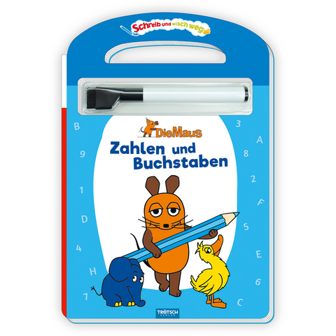 Trötsch Die Maus Schreib und wisch weg Pappenbuch Zahlen und Buchstaben - 