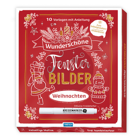 Trötsch Wunderschöne Fensterbilder mit Kreidemarker Mappe mit Vorlagen und Kreidemarker Weihnachten - 