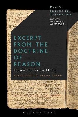 Excerpt from the Doctrine of Reason - Georg Friedrich Meier