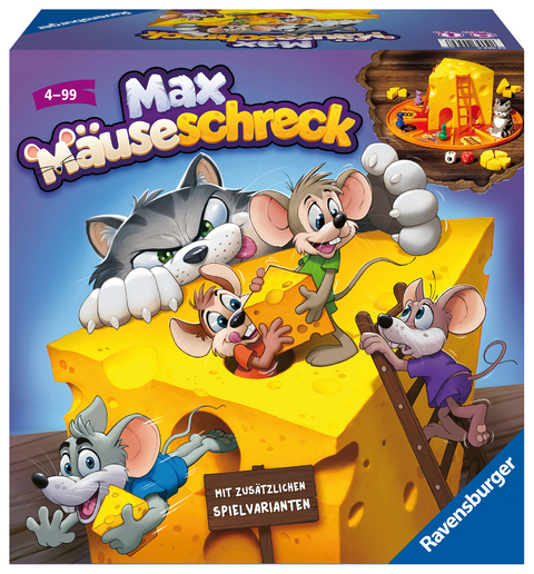 Ravensburger Kinderspiele 24562 - Max Mäuseschreck - Würfelspiel für 2 bis 4 Spieler, Kinderspiel ab 4 Jahren