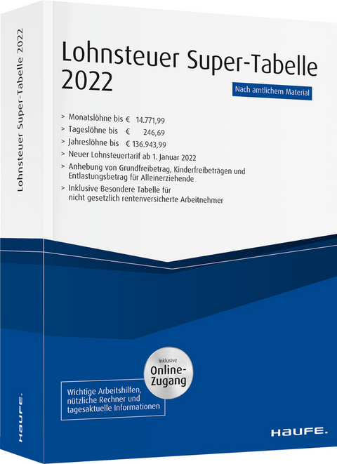 Lohnsteuer Super-Tabelle 2022 - inkl. Onlinezugang