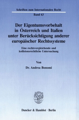 Der Eigentumsvorbehalt in Österreich und Italien unter Berücksichtigung anderer europäischer Rechtssysteme. - Andrea Bonomi