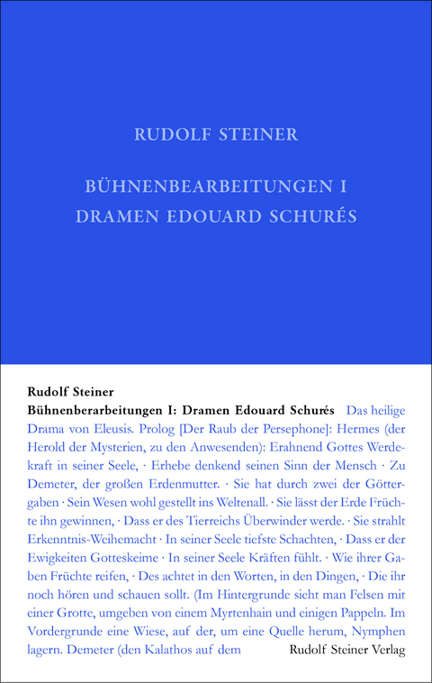 Bühnenbearbeitungen I - Rudolf Steiner