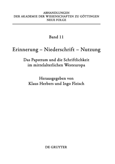 Erinnerung – Niederschrift – Nutzung - 