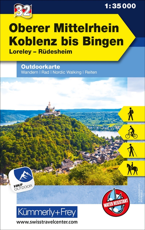 Kümmerly+Frey Outdoorkarte Deutschland 32 Oberer Mittelrhein, Koblenz bis Bingen 1:35.000