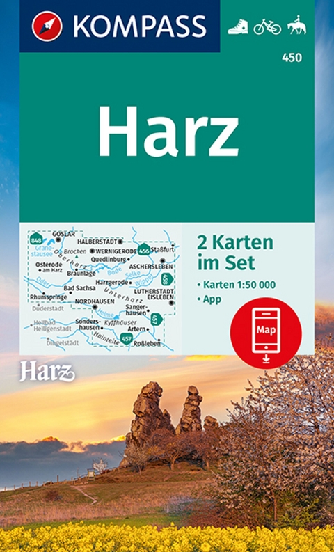 KOMPASS Wanderkarten-Set 450 Harz (2 Karten) 1:50.000