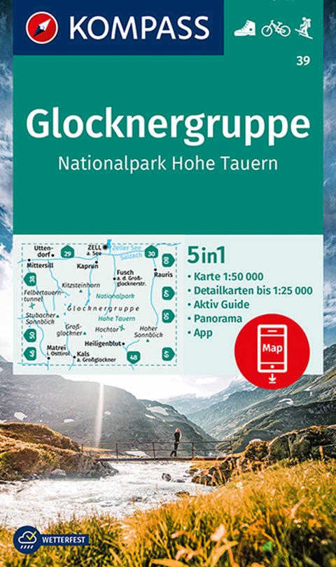 KOMPASS Wanderkarte 39 Glocknergruppe, Nationalpark Hohe Tauern 1:50.000