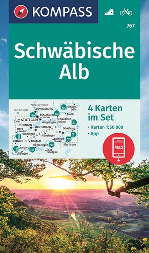 KOMPASS Wanderkarten-Set 767 Schwäbische Alb (4 Karten) 1:50.000