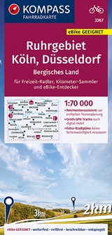 KOMPASS Fahrradkarte 3367 Ruhrgebiet, Köln, Düsseldorf, Bergisches Land 1:70.000 - 