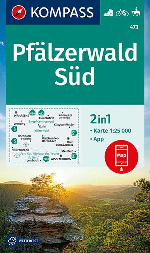 KOMPASS Wanderkarte 473 Pfälzerwald Süd 1:25.000